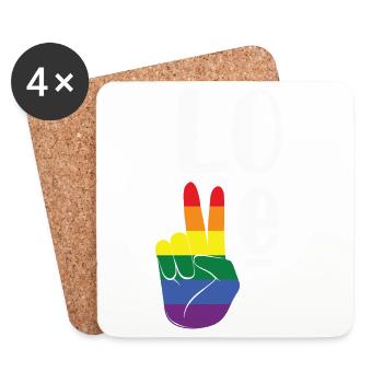 Love Regenbogen Hand Pride LGBTQ Shirt - Untersetzer (4er-Set) - Weiß - Vorne
