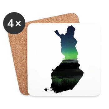 La carte de la Finlande - Dessous de verre (lot de 4) - blanc - Devant