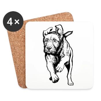 Jagdhunde-Aktion - Untersetzer (4er-Set) - Weiß - Vorne