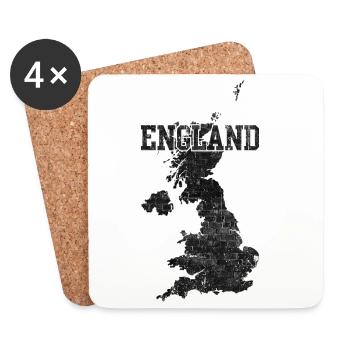 England Brick Map Texture - Coasters (set of 4) - white - Front