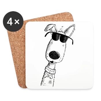 Cool dog I Funny dog motif I Dog head - Coasters (set of 4) - white - Front