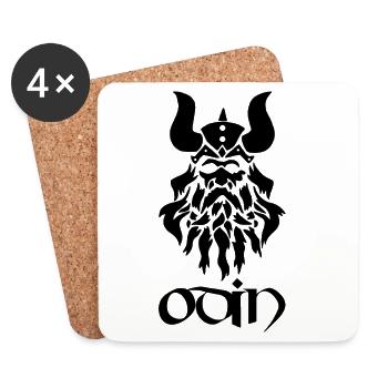 Dieu nordique Odin (noir) - Dessous de verre (lot de 4) - blanc - Devant