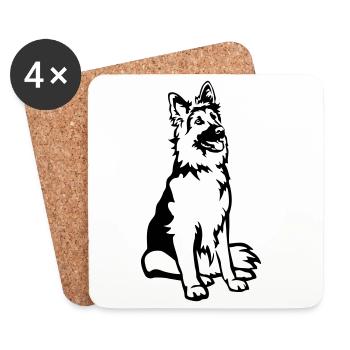 Deutscher Schäferhund - Untersetzer (4er-Set) - Weiß - Vorne