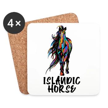 Chevaux islandais Déclaration Chevaux Fan de chevaux Islandais - Dessous de verre (lot de 4) - blanc - Devant