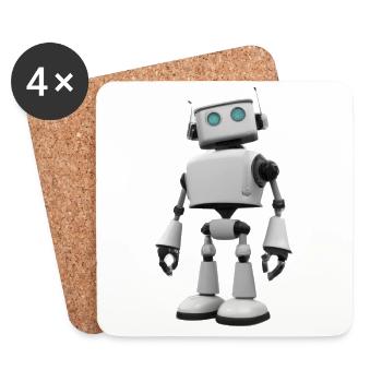 Robot 3D en blanc - Dessous de verre (lot de 4) - blanc - Devant