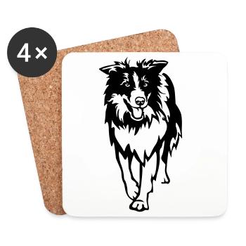 Border Collie - Dessous de verre (lot de 4) - blanc - Devant