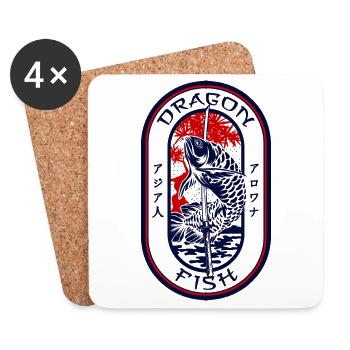 Arowana Japanese Dragon Fish Monster Fish Keeper - Coasters (set of 4) - white - Front