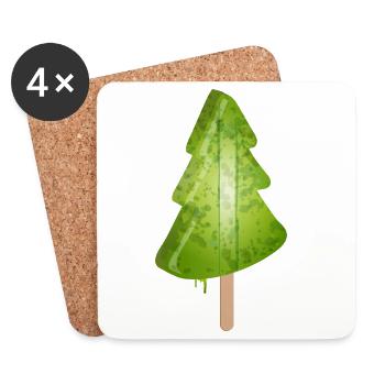 glace lumineuse sapin de Noël en vert sapin de Noël - Dessous de verre (lot de 4) - blanc - Devant