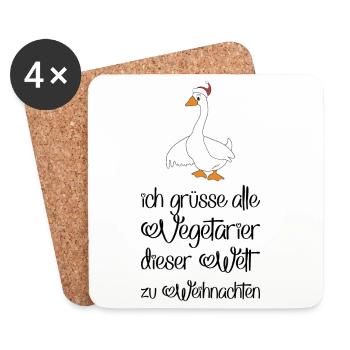 Lustige Geschenke für Vegetarier zu Weihnachten - Untersetzer (4er-Set) - Weiß - Vorne