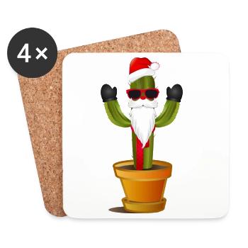 drôle de cactus Père Noël pour Noël - Dessous de verre (lot de 4) - blanc - Devant