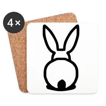 cute rabbit from behind - Coasters (set of 4) - white - Front