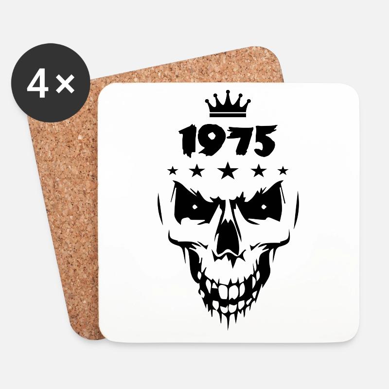 1975 Totenkopf - Untersetzer (4er-Set) - Weiß