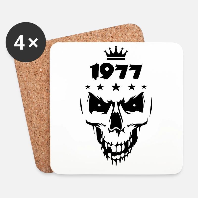 1977 Totenkopf - Untersetzer (4er-Set) - Weiß