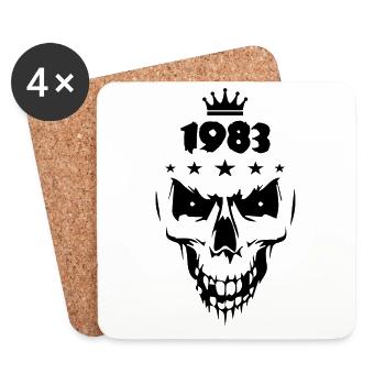 1983 Totenkopf - Untersetzer (4er-Set) - Weiß - Vorne