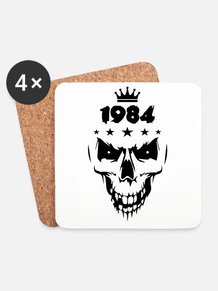 1984 Totenkopf - Untersetzer (4er-Set) - Weiß