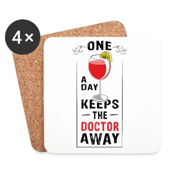 ONE Glass of wine a day keeps the doctor away - Untersetzer (4er-Set) - Weiß - Vorne