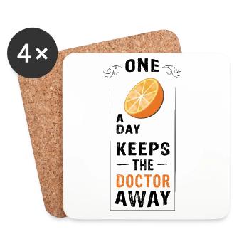 UNE ORANGE par jour éloigne le médecin - Dessous de verre (lot de 4) - blanc - Devant