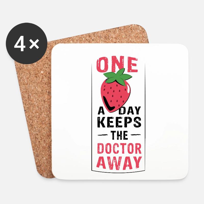 ONE strawberry a day keeps the doctor away - Untersetzer (4er-Set) - Weiß