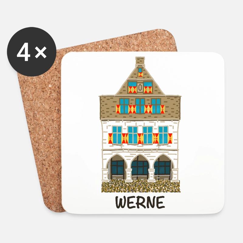 Werne, Kreis Unna, Altes Rathaus - Untersetzer (4er-Set) - Weiß