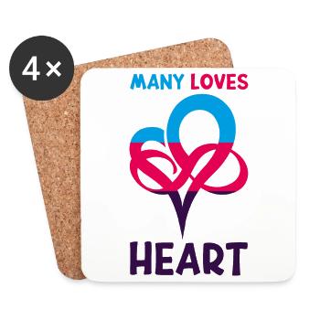 MANY LOVES HEART Polyamorie Infinity Heart - Untersetzer (4er-Set) - Weiß - Vorne