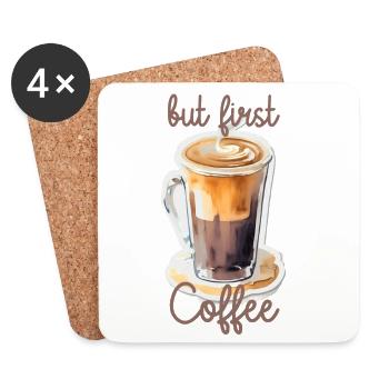 but first Coffee - Untersetzer (4er-Set) - Weiß - Vorne