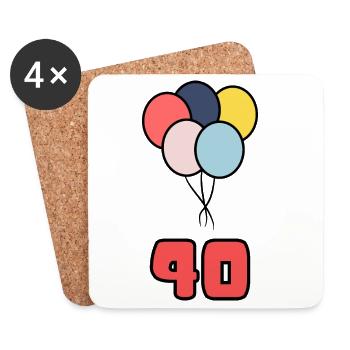 40. 40 YEARS. 40th ANNIVERSARY. BIRTHDAY 40 YEARS. - Coasters (set of 4) - white - Front