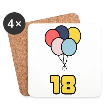 18. 18 JAHRE ALT. 18-JÄHRIGES JUBILÄUM. GEBURTSTAG 18 JAHRE. - Untersetzer (4er-Set) - Weiß - Vorne