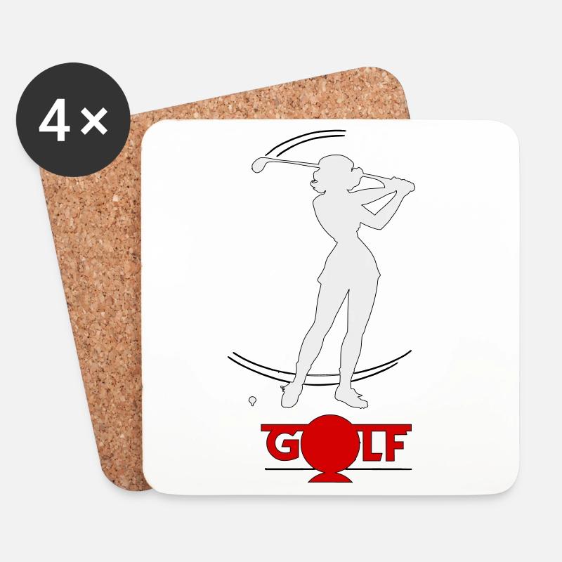 Retro-Golfer - Untersetzer (4er-Set) - Weiß