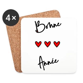 BONNE ANNEE. SAINT SYLVESTRE. NOUVELLE ANNÉE - Dessous de verre (lot de 4) - blanc - Devant