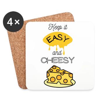 Easy Cheese Meme - Coasters (set of 4) - white - Front