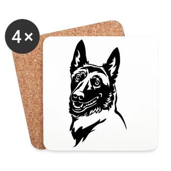 Malinois Head - Coasters (set of 4) - white - Front