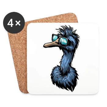 Emu & Ostrich with Cool Sunglasses - Coasters (set of 4) - white - Front