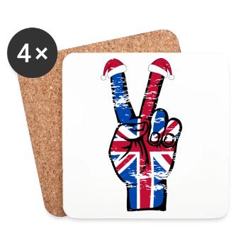 Britische Flagge Weihnachten Peace Symbol used - Untersetzer (4er-Set) - Weiß - Vorne