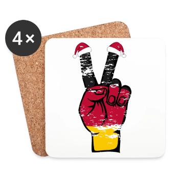 Allemagne Drapeau Noël Symbole de paix utilisé - Dessous de verre (lot de 4) - blanc - Devant