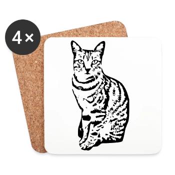 Katze Kätzchen Tigerkatze Katzenshirt Geschenk - Untersetzer (4er-Set) - Weiß - Vorne