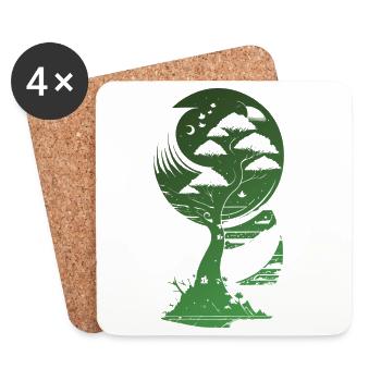 Mystischer Fantasy Baum Natur - Untersetzer (4er-Set) - Weiß - Vorne