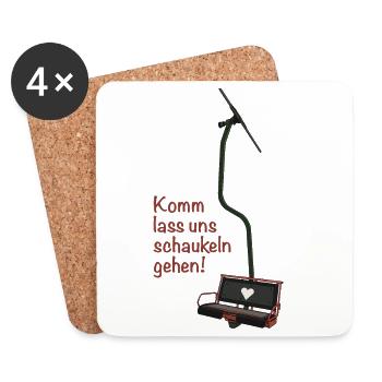 Télésiège double « Allez, on va se balancer ! » - Dessous de verre (lot de 4) - blanc - Devant