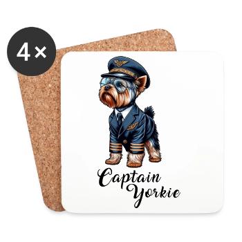 Yorkshire Terrier Pilot - Coasters (set of 4) - white - Front