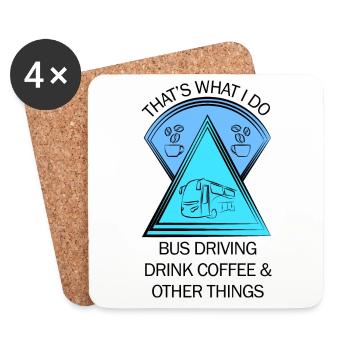 Bus Busfahrer Schulbus Autobus Busfahrerin Kaffee - Untersetzer (4er-Set) - Weiß - Vorne