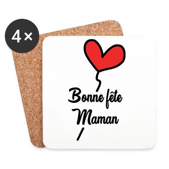 BONNE FÊTE MAMAN - Dessous de verre (lot de 4) - blanc - Devant
