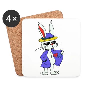Bunny Bunnies Peace Heart Peace Symbol Disarmament - Coasters (set of 4) - white - Front