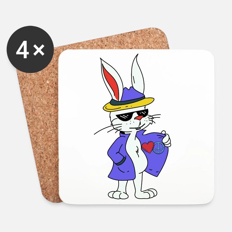 Hase Hasen Peace Herz Peacesymbol Abrüstung - Untersetzer (4er-Set) - Weiß