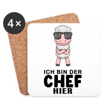 Chef Spruch Anführer Schaf Motiv - Untersetzer (4er-Set) - Weiß - Vorne