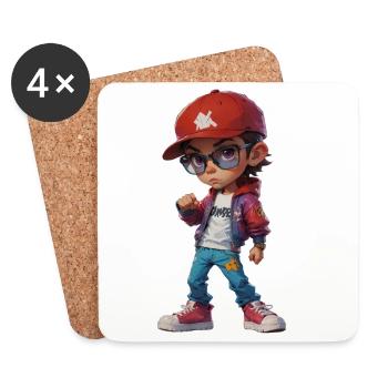 Cool Trendy Teenage Kid - Coasters (set of 4) - white - Front