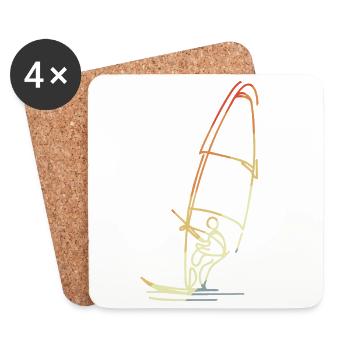 Planche à voile Croquis Vintage - Dessous de verre (lot de 4) - blanc - Devant