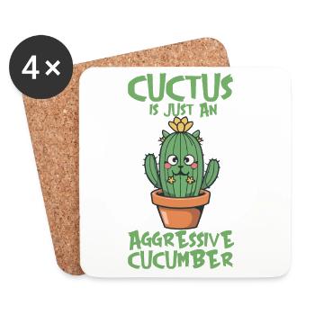 A CUCTUS IS JUST AN AGGRESSIVE CUCUMBER - Coasters (set of 4) - white - Front