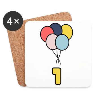 1. 1 YEAR. 1ST ANNIVERSARY. 1 YEAR ANNIVERSARY - Coasters (set of 4) - white - Front