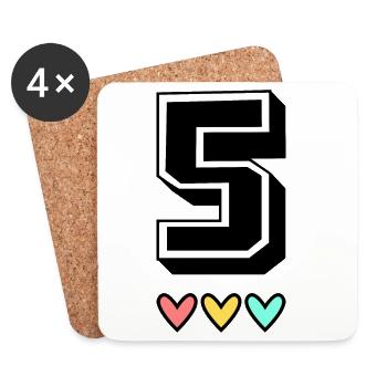 5. 5 ANS. 5e ANNIVERSAIRE. ANNIVERSAIRE 5 ANS - Dessous de verre (lot de 4) - blanc - Devant