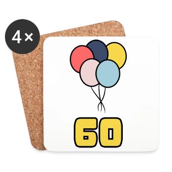 60. 60 JAHRE. 60-JÄHRIGES JUBILÄUM. 60. GEBURTSTAG. - Untersetzer (4er-Set) - Weiß - Vorne