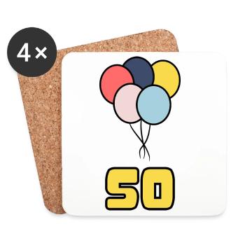 50. 50 ANS. 50e ANNIVERSAIRE. ANNIVERSAIRE 50 ANS. - Dessous de verre (lot de 4) - blanc - Devant